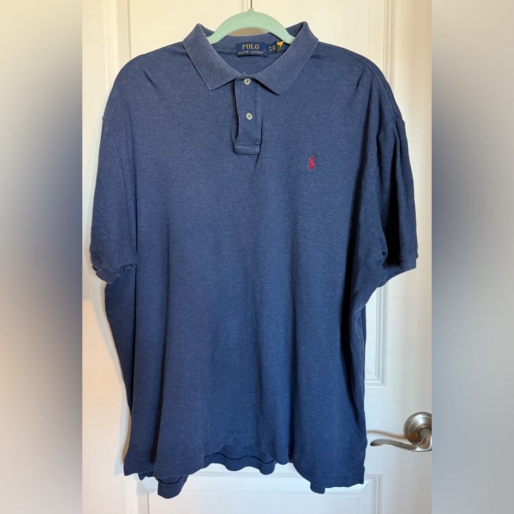 Men’s Polo Ralph Lauren Navy Blue Mesh Polo Shirt XL
